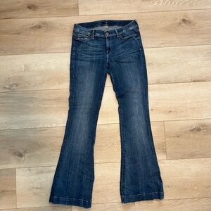 7 For All Mankind Blue Flare Wide Leg Jeans
